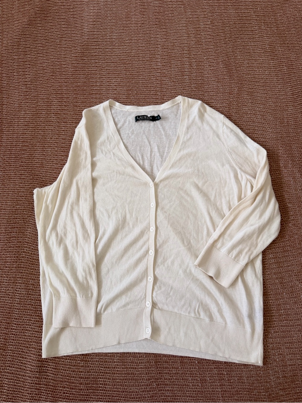 Ralph Lauren Cream V‑Neck Button Front Cardigan